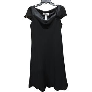 Jones Wear Dress Women 12 Cocktail Sheer Silk Sleeves V Neck Little Black Dress